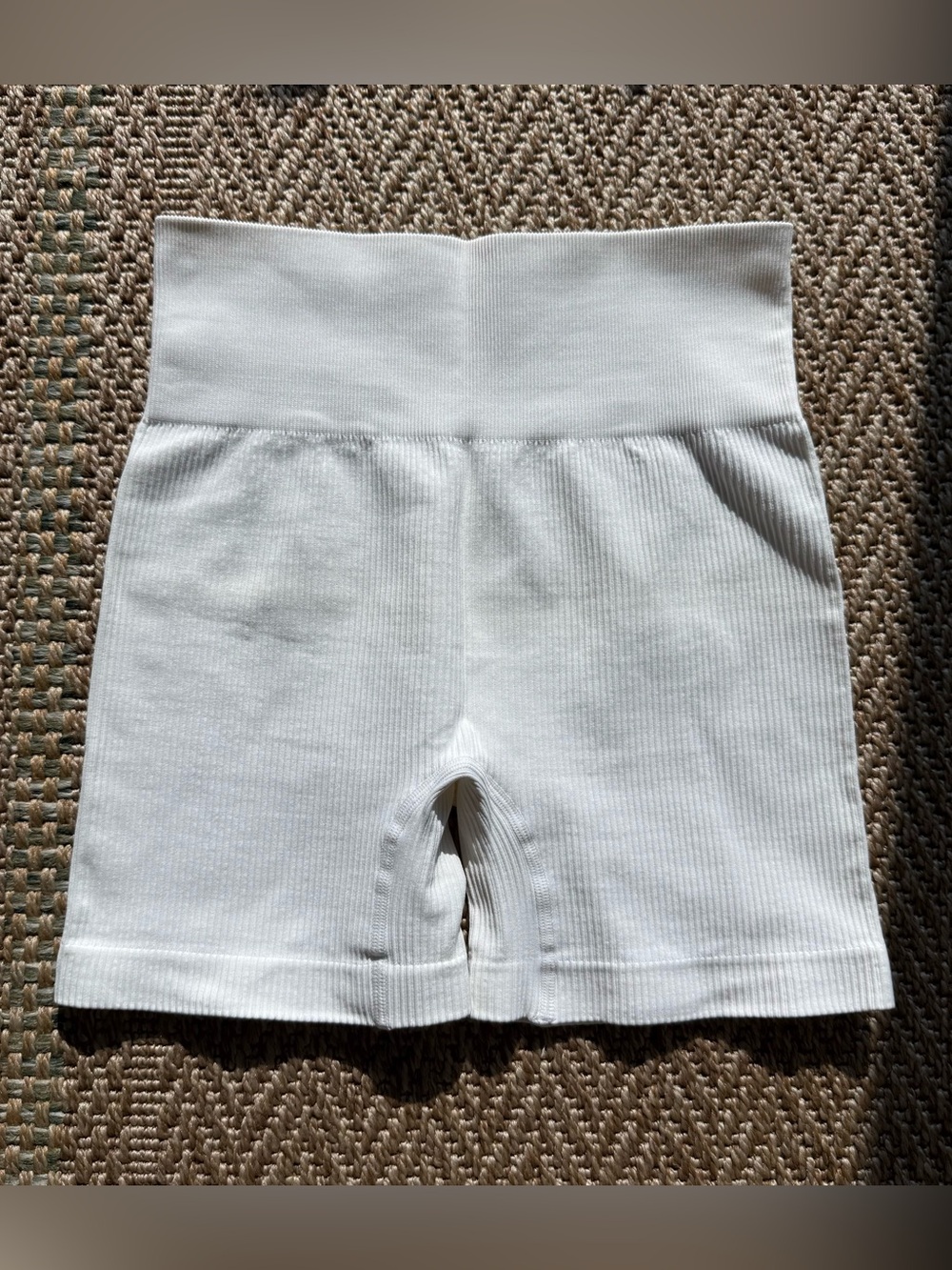 White High Waisted Biker Shorts